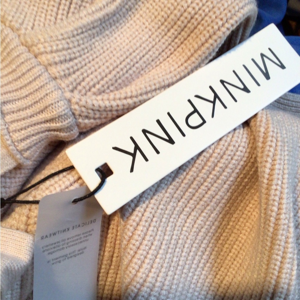 NEW! MINKPINK Beige Knit Square Neck Sweater - Picture 5 of 5